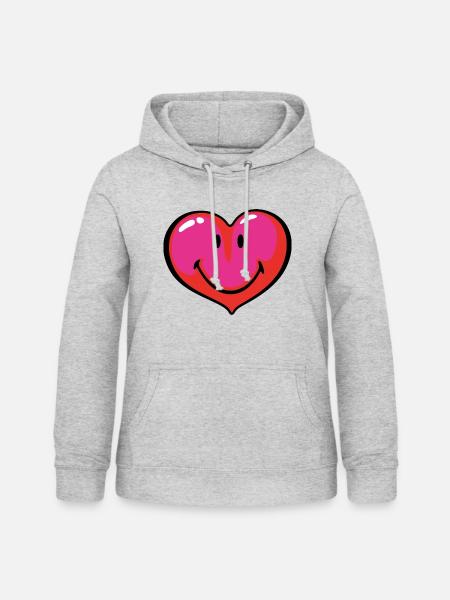 Smiley Heart - Frauen Hoodie - Hellgrau meliert