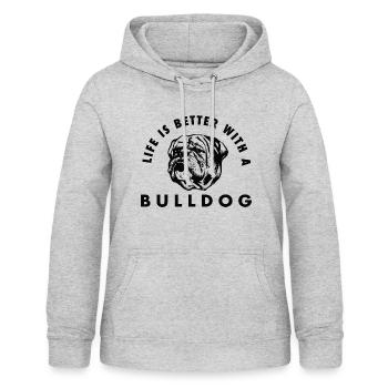Bulldog - Frauen Hoodie - Hellgrau meliert - Vorne - AI Model Female 172 light (172cm)