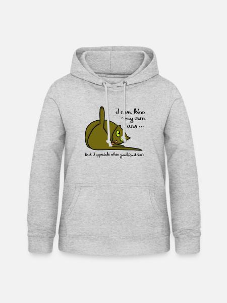 Freche Katze - Frauen Hoodie - Hellgrau meliert