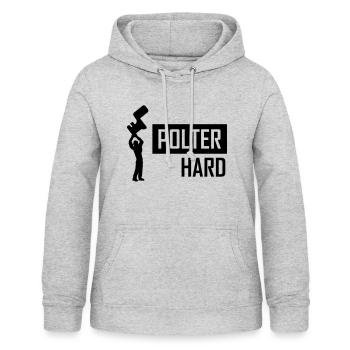 polter hard - Frauen Hoodie - Hellgrau meliert - Vorne - AI Model Female 172 light (172cm)