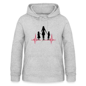 Herzschlag Mama Kinder - Frauen Hoodie - Hellgrau meliert - Vorne - AI Model Female 172 light (172cm)