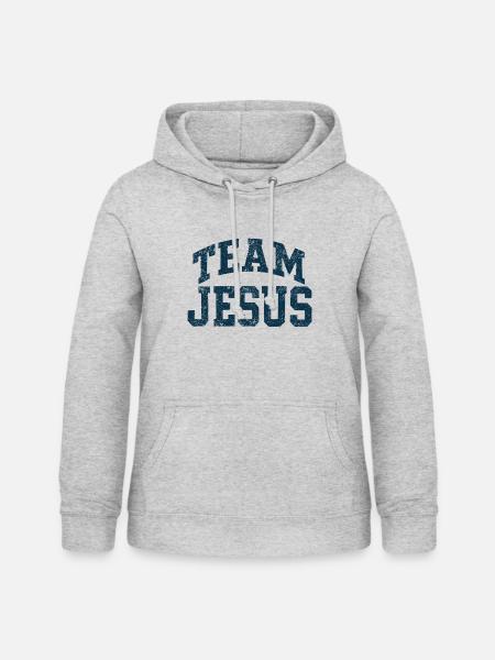 Team Jesus - Blau - Frauen Hoodie - Hellgrau meliert