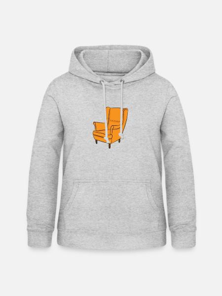Sessel, Möbel, Komfort, - Frauen Hoodie - Hellgrau meliert