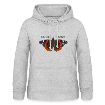 Texte papillon - Sweat à capuche Femme - gris clair chiné - Devant - AI Model Female 172 light (172cm)
