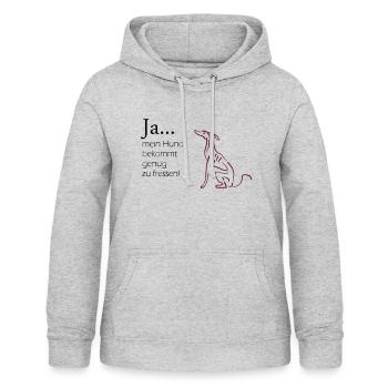 Ja... mein Hund bekommt genug zu fressen! - Frauen Hoodie - Hellgrau meliert - Vorne - AI Model Female 172 light (172cm)
