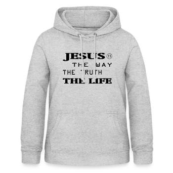Jesus Christ God Faith - Frauen Hoodie - Hellgrau meliert - Vorne - AI Model Female 172 light (172cm)