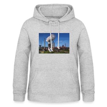 Duisburg Hütte Hochofen - Frauen Hoodie - Hellgrau meliert - Vorne - AI Model Female 172 light (172cm)