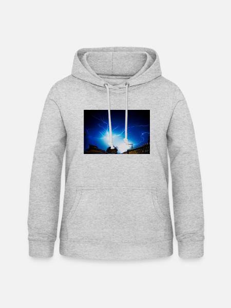 Gewitter - Frauen Hoodie - Hellgrau meliert