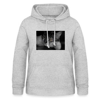 le chat au regard terrible - Sweat à capuche Femme - gris clair chiné - Devant - AI Model Female 172 light (172cm)
