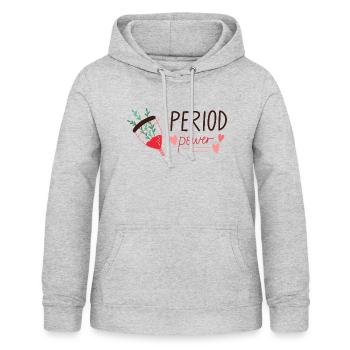 Periode Power - Sweat à capuche Femme - gris clair chiné - Devant - AI Model Female 172 light (172cm)