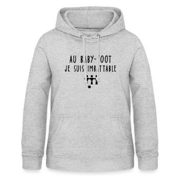 humour baby-foot / au baby foot je suis imbattable - Sweat à capuche Femme - gris clair chiné - Devant - AI Model Female 172 light (172cm)