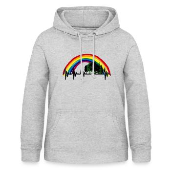 WALD HERZSCHLAG HAMBI REGENBOGEN - Frauen Hoodie - Hellgrau meliert - Vorne - AI Model Female 172 light (172cm)