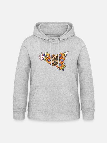 Sizilien Majolika - Frauen Hoodie - Hellgrau meliert
