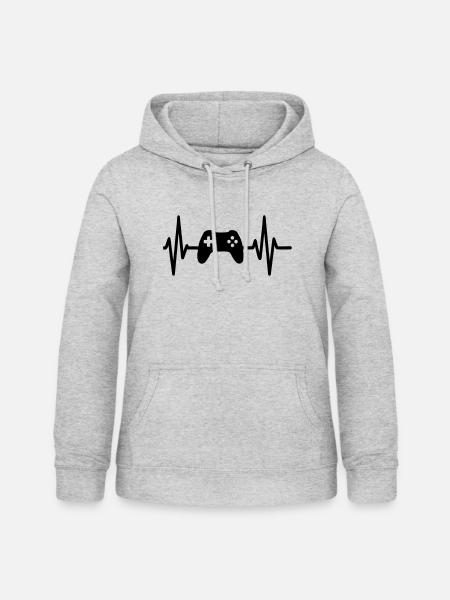 Gaming-Herzschlag - Frauen Hoodie - Hellgrau meliert
