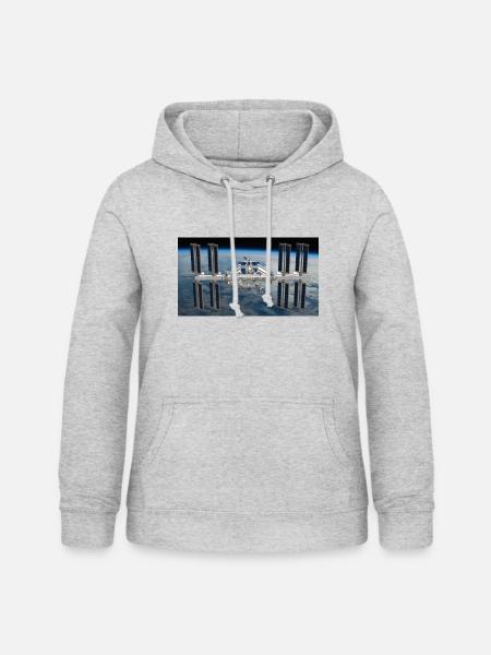 ISS Shirt - Frauen Hoodie - Hellgrau meliert