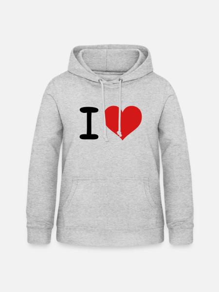 I HEART - Frauen Hoodie - Hellgrau meliert