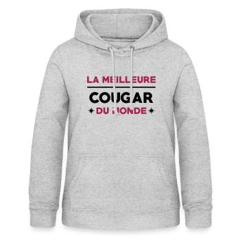 Cougar / / Sexe / Sexy / Porno / Coquin - Sweat à capuche Femme - gris clair chiné - Devant - AI Model Female 172 light (172cm)