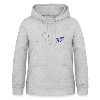 avion en papier - Sweat à capuche Femme - gris clair chiné - Devant - AI Model Female 172 light (172cm)