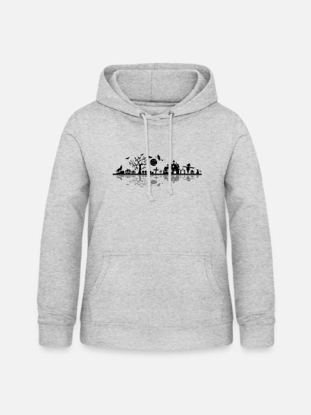 Feiertag - Halloween Mond Vogelscheuche - Frauen Hoodie - Hellgrau meliert