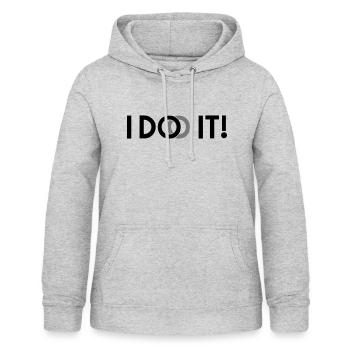 je le fais - Sweat à capuche Femme - gris clair chiné - Devant - AI Model Female 172 light (172cm)