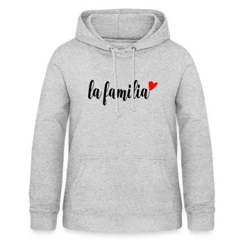 la familia - Sweat à capuche Femme - gris clair chiné - Devant - AI Model Female 172 light (172cm)
