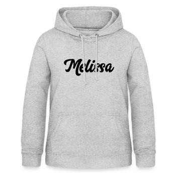 Melissa benutzerdefinierte Text Geburtstagsname - Frauen Hoodie - Hellgrau meliert - Vorne - AI Model Female 172 light (172cm)
