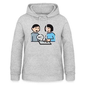 Hi! sagen mit Talker – Frau hell - Frauen Hoodie - Hellgrau meliert - Vorne - AI Model Female 172 light (172cm)