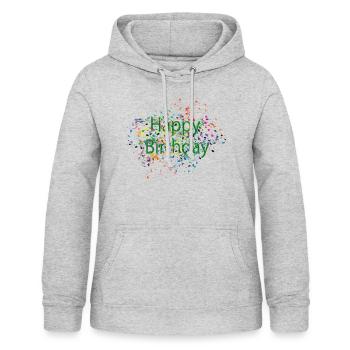 Happy Birthday // Language Edition - Frauen Hoodie - Hellgrau meliert - Vorne - AI Model Female 172 light (172cm)