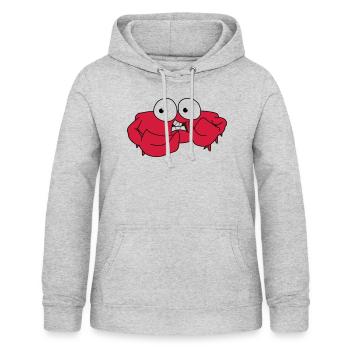 Oops die lustige Krabbe - Oops the funny crab - Frauen Hoodie - Hellgrau meliert - Vorne - AI Model Female 172 light (172cm)