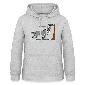 âne drôle course arbre animal muli courir sans se faire remarquer - Sweat à capuche Femme - gris clair chiné - Devant - AI Model Female 172 light (172cm)