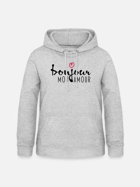 BONJOUR MON AMOUR - Frauen Hoodie - Hellgrau meliert