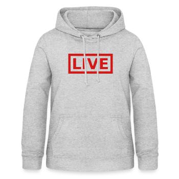 LIVE Logo - Frauen Hoodie - Hellgrau meliert - Vorne - AI Model Female 172 light (172cm)