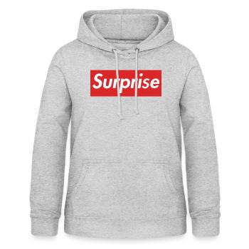 surprise - Sweat à capuche Femme - gris clair chiné - Devant - AI Model Female 172 light (172cm)