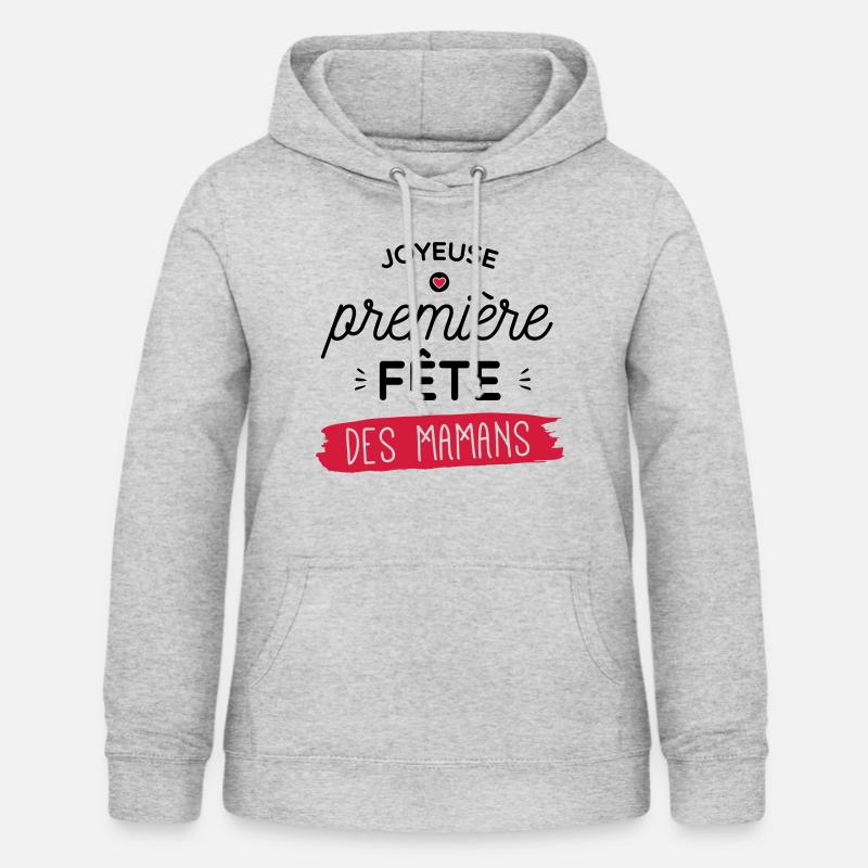 Joyeuse premiere fête de mamans - Sweat à capuche Femme - gris clair chiné