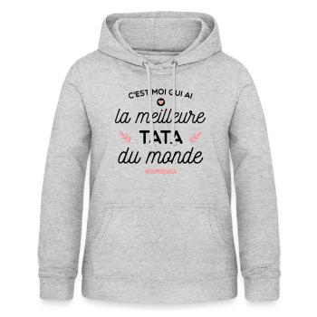 Meilleure Tata du monde - couleur modifiable - Sweat à capuche Femme - gris clair chiné - Devant - AI Model Female 172 light (172cm)