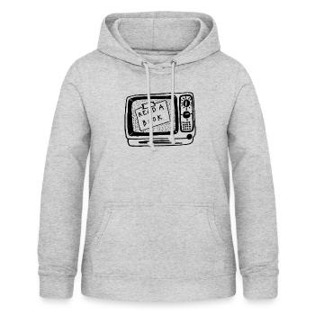 alter TV read a book Notiz - Frauen Hoodie - Hellgrau meliert - Vorne - AI Model Female 172 light (172cm)