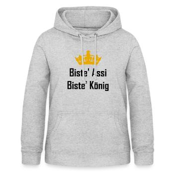 Biste' Assi - Biste' König - Frauen Hoodie - Hellgrau meliert - Vorne - AI Model Female 172 light (172cm)