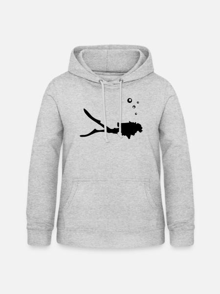 Taucher, tauchen - Frauen Hoodie - Hellgrau meliert
