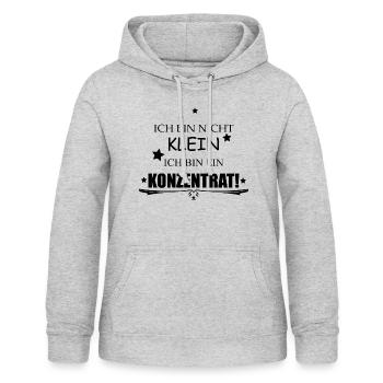 ICH BIN NICHT KLEIN ICH BIN EIN KONZENTRAT - Frauen Hoodie - Hellgrau meliert - Vorne - AI Model Female 172 light (172cm)