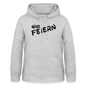 wir feiern - Frauen Hoodie - Hellgrau meliert - Vorne - AI Model Female 172 light (172cm)