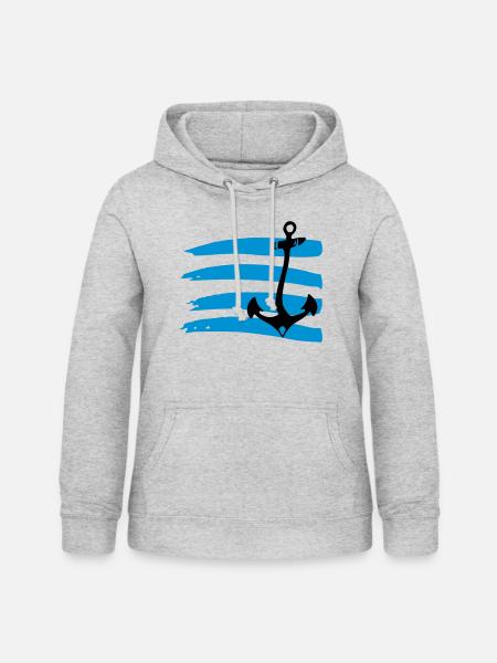 vagues d’ancres mer - Sweat à capuche Femme - gris clair chiné