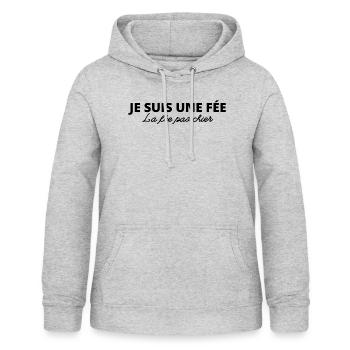 Je suis une fée, la fée pas chier - Sweat à capuche Femme - gris clair chiné - Devant - AI Model Female 172 light (172cm)