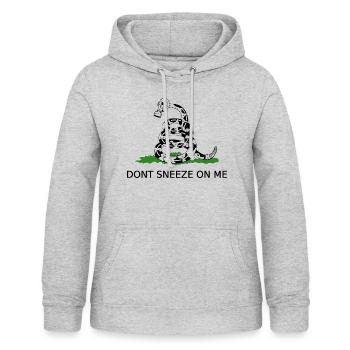 Niesen Sie nicht auf mich, treten Sie nicht auf mich lustige Parodie - Frauen Hoodie - Hellgrau meliert - Vorne - AI Model Female 172 light (172cm)