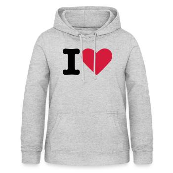 Je coeur - Sweat à capuche Femme - gris clair chiné - Devant - AI Model Female 172 light (172cm)