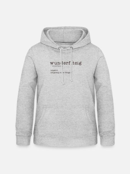 Wunderfitzig - Badisches Dialekt Wort, Neugierig - Frauen Hoodie - Hellgrau meliert
