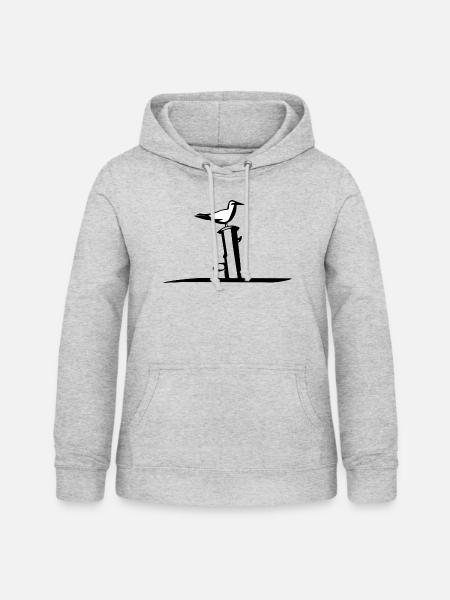 Seagull BIG - Frauen Hoodie - Hellgrau meliert