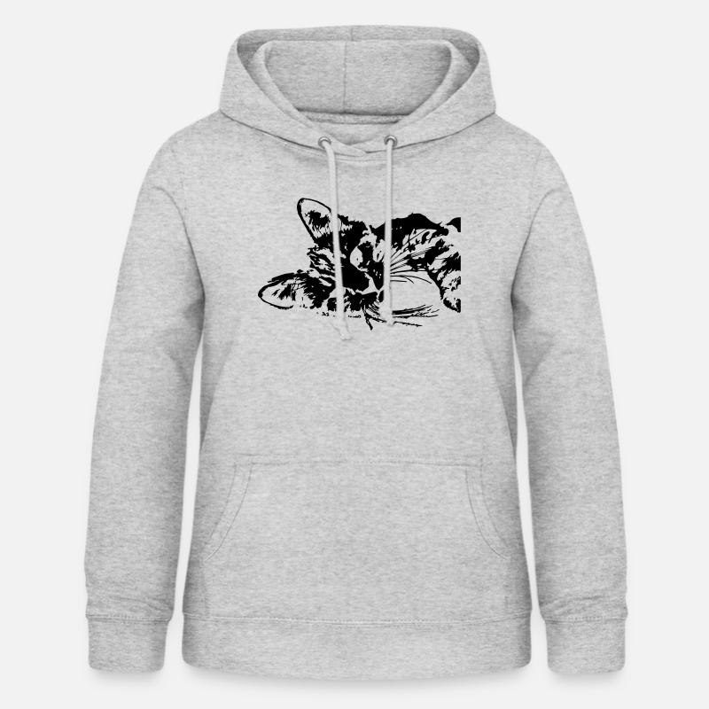 Chat couché - Sweat à capuche Femme - gris clair chiné