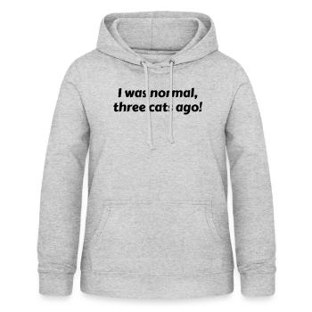 I was normal three cats ago - Sweat à capuche Femme - gris clair chiné - Devant - AI Model Female 172 light (172cm)