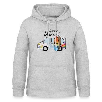 Camping bus with surfboards surfers summer vacation - Women's Hoodie - light heather grey - Front - AI Model Female 172 light (172cm)