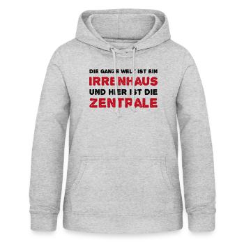 Die ganze Welt ist ein Irrenhaus - Frauen Hoodie - Hellgrau meliert - Vorne - AI Model Female 172 light (172cm)